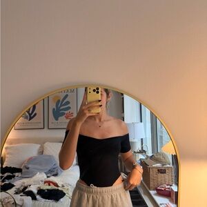 Emma & Sam Black Off-Shoulder Bodysuit